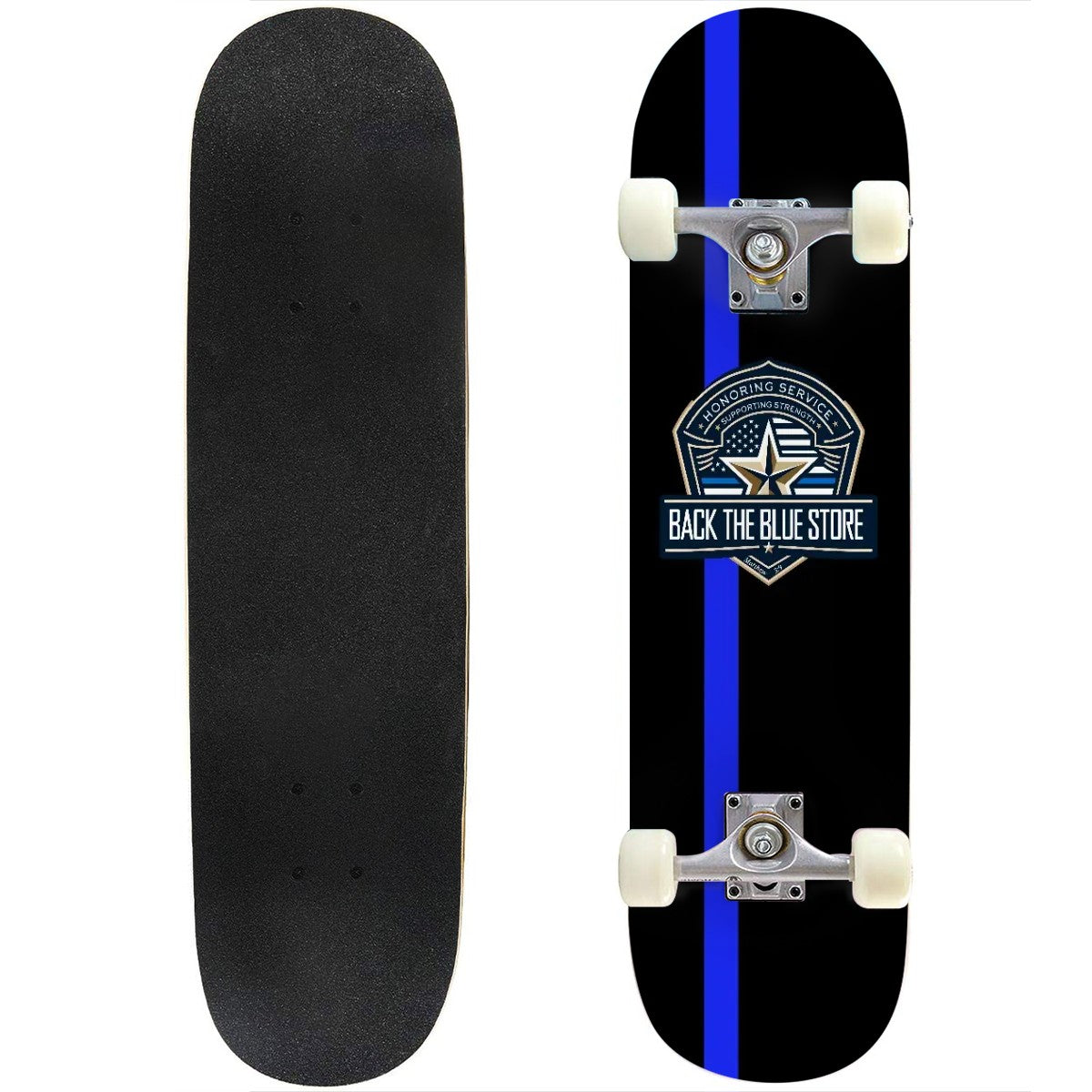 Back The Blue Store Skateboard – Thin Blue Line | 31" Durable Deck