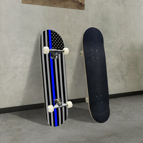 Thin Blue Line Flag Inspired High Quality Complete Skateboard - Police Support