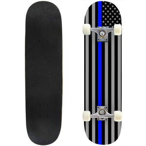 Thin Blue Line Flag Inspired High Quality Skateboard - Police Support