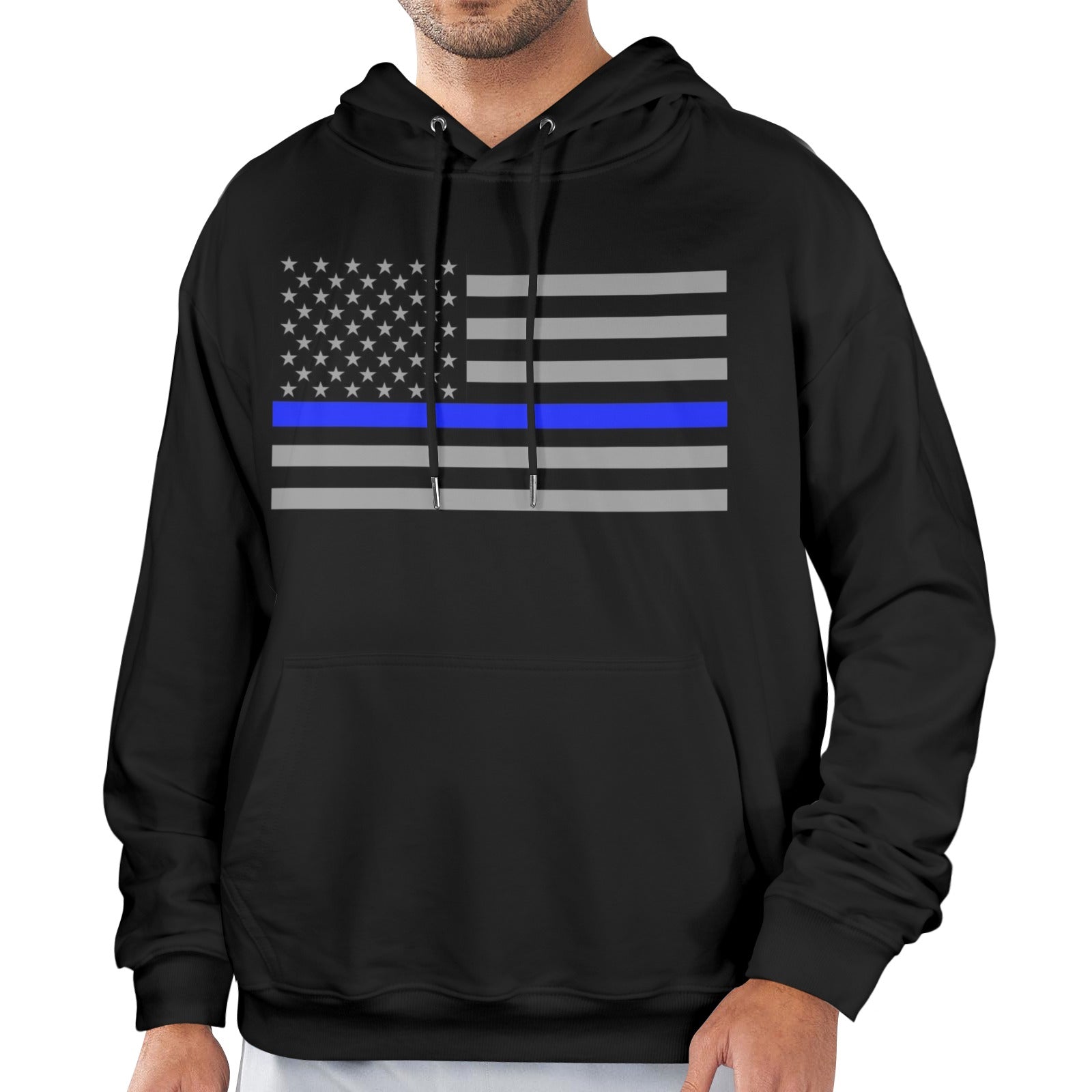 Thin Blue Line Flag Men's Hoodie – Police Support Apparel