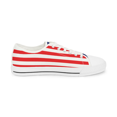 American Flag Styled Men's Low Top Sneakers | Comfortable Patriotic Shoes