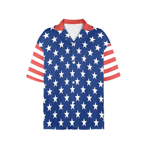 Women’s American Flag Inspired Button-Up Shirt – Stars & Stripes Style