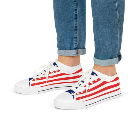 American Flag Styled Men's Low Top Sneakers | Comfortable Patriotic Shoes