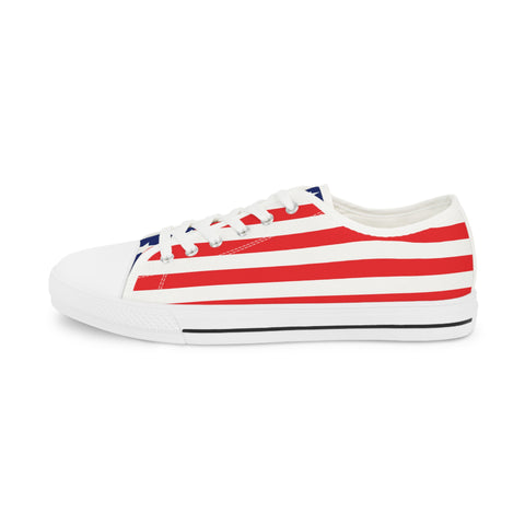 American Flag Styled Men's Low Top Sneakers | Comfortable Patriotic Shoes