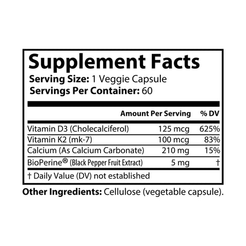 Patriot Nutrition Vitamin K2 + D3 Supplement (60 Capsules)