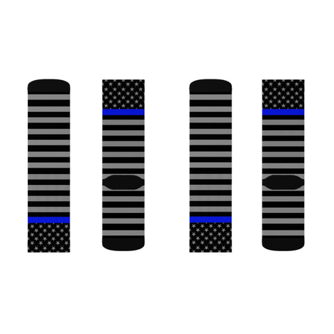 Thin Blue Line Flag High-Quality Socks - Comfortable, Stylish Support