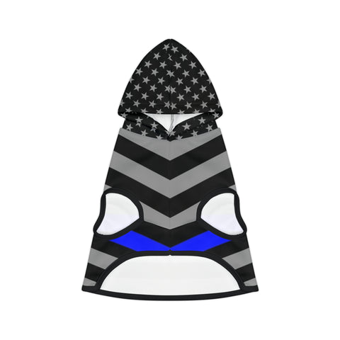 Premium Thin Blue Line Flag Pet Hooded Sweatshirt | Show Your Furry Friend's Support!