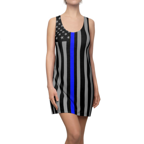 Women's Thin Blue Line Racerback Dress - Elegance with a Statement