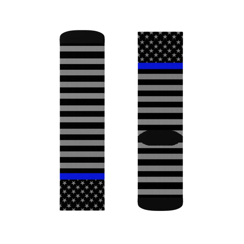 Thin Blue Line Flag High-Quality Socks - Comfortable, Stylish Support