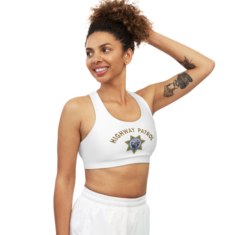 California Highway Patrol Inspired Seamless Sports Bra | Supportive & Stylish (White)