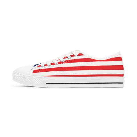 American Flag Styled Women's Low Top Sneakers | Comfortable Patriotic Shoes