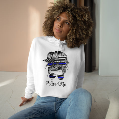 Chic 'Police Wife' Crop Hoodie | Show Your Support with Style