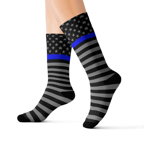 Thin Blue Line Flag High-Quality Socks - Comfortable, Stylish Support