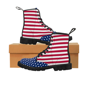 American Flag Style Women's Canvas Boots | Patriotic Comfort Footwear