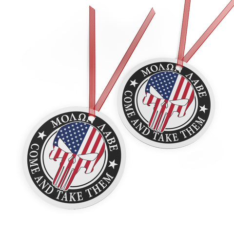 ΜΟΛΩΝ ΛΑΒΕ MOLON LABE Punisher Metal Christmas Ornaments - Patriotic Holiday Decor