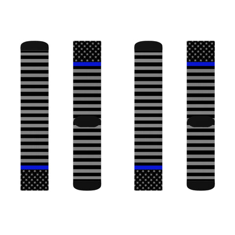 Thin Blue Line Flag High-Quality Socks - Comfortable, Stylish Support