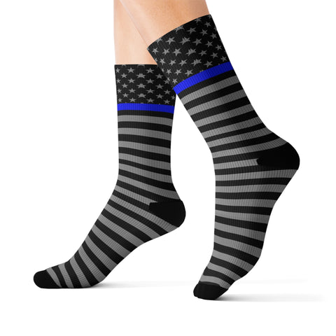 Thin Blue Line Flag High-Quality Socks - Comfortable, Stylish Support