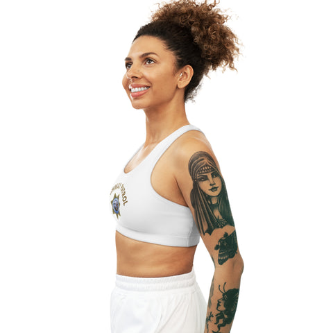 California Highway Patrol Inspired Seamless Sports Bra | Supportive & Stylish (White)