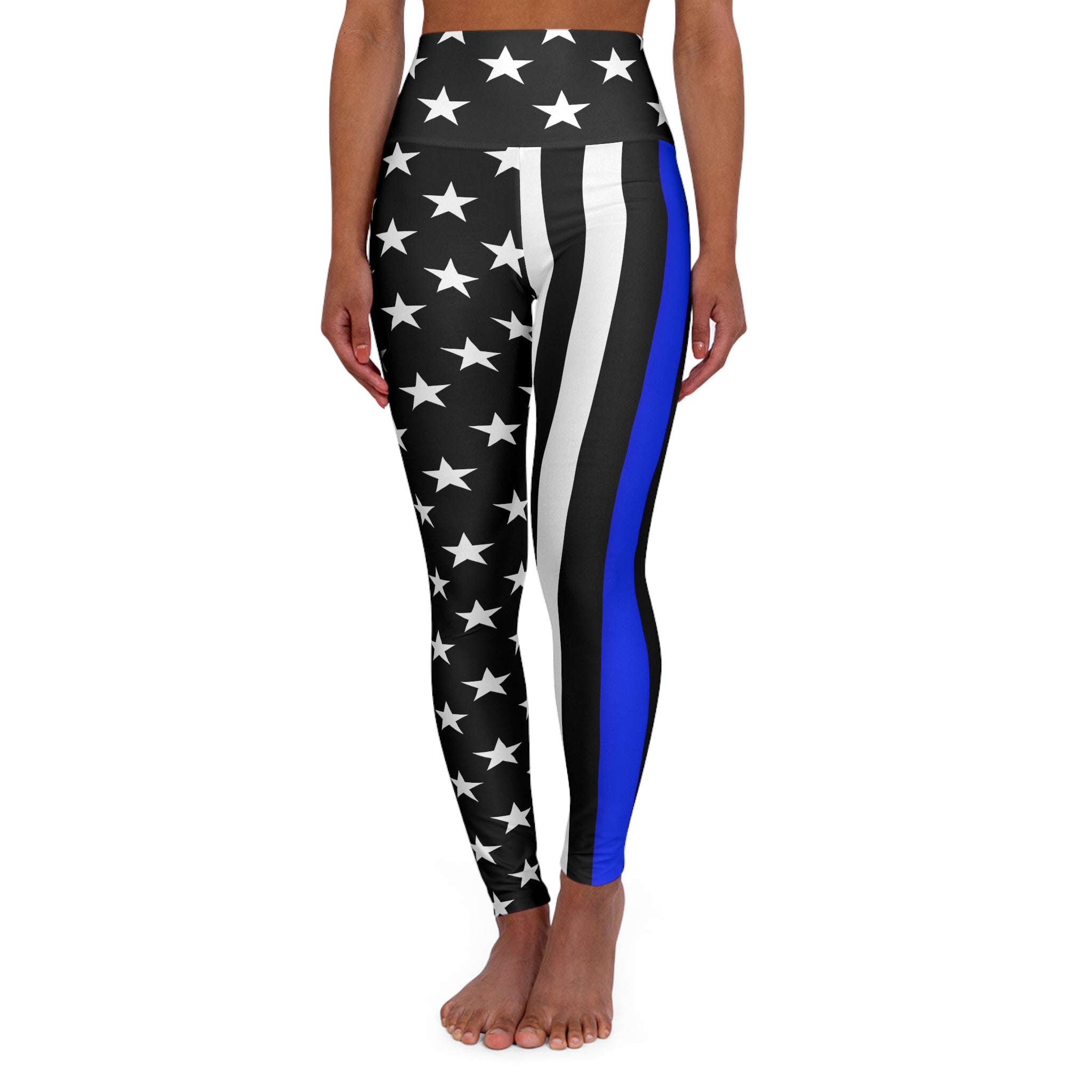 Thin Blue Line Flag High-Waisted Yoga Leggings | Support Law Enforcement