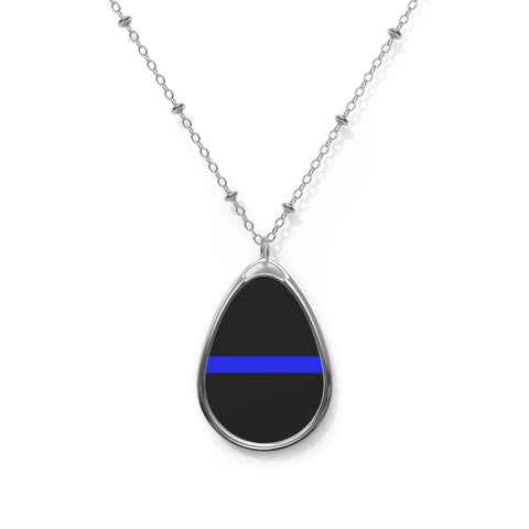 Elegant Thin Blue Line Oval Necklace | Support and Style Interwoven only at Back The Blue Store