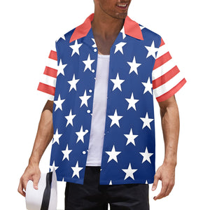 Stars and Stripes American Flag Inspired Men's Button-Up Shirt – Show Your American Pride (Style -1)