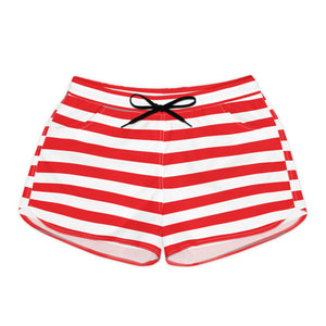 Red and White Striped Women's Casual Shorts | American Flag Inspired | Back The Blue Store