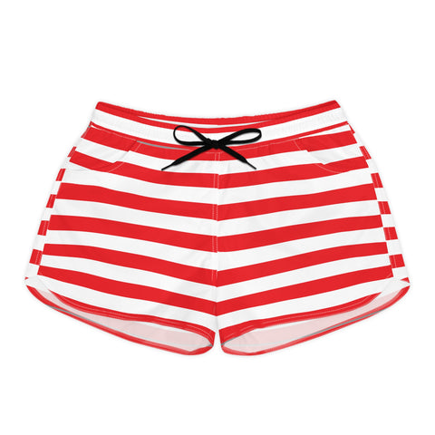 Red and White Striped Women's Casual Shorts | American Flag Inspired | Back The Blue Store