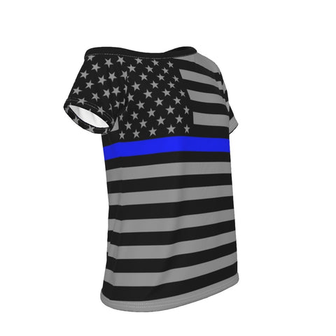 Thin Blue Line Women's Off-Shoulder T-Shirt - Stylish & Supportive