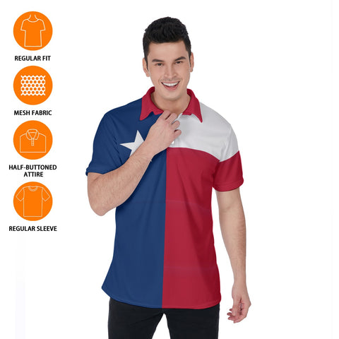 Lone Star Texas Flag Inspired Men's Polo Shirt - Show Your Texan Pride