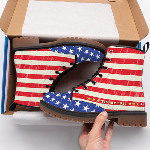 Trump 2024 | American Flag Inspired Men's Martin Short Boots - Patriotic Fashion Statement