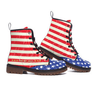 Trump 2024 | American Flag Inspired Men's Martin Short Boots - Patriotic Fashion Statement