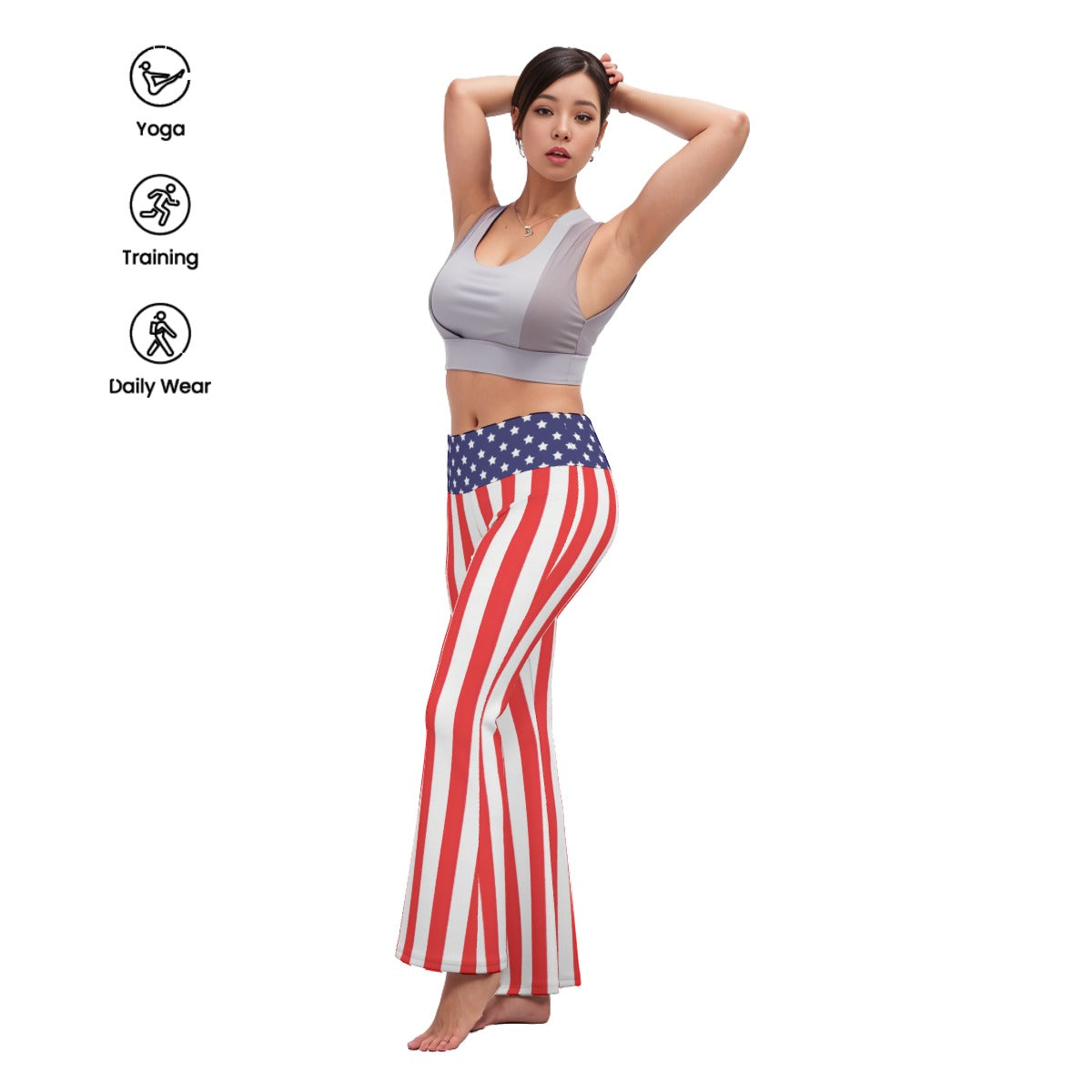 American Flag Inspired Women's Flared Yoga Pants - Fashion Meets Patriotism (Style-1)