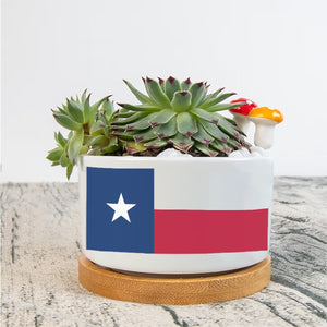 Texas Flag Ceramic Flower Pot - Perfect for Succulents and Herbs