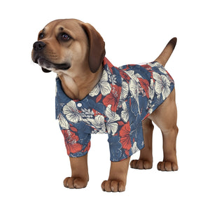 Red, White, and Blue Pet's Hawaiian Shirt – Stylish & Comfortable Pet Apparel