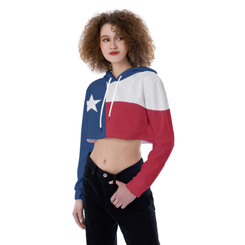 Texas State Flag Inspired Women's Crop Top Hoodie - Show Your Texan Pride
