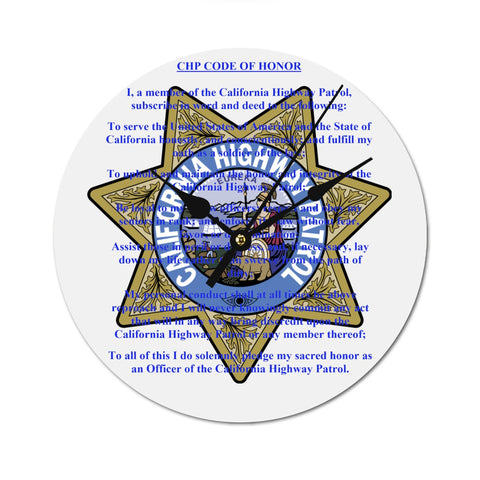 California Highway Patrol Badge and Code of Honor Clock - Honor in Time