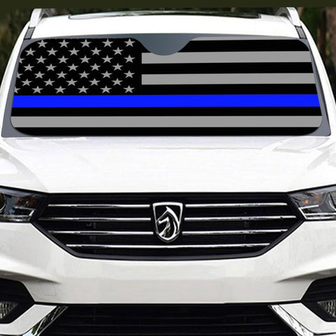 Thin Blue Line Windshield Sunshade - Protect Your Car and Support Police!