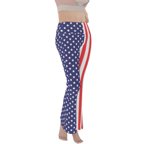 American Flag Inspired Women's Flared Yoga Pants - Fashion Meets Patriotism (Style-2)