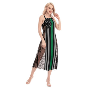 All-Over Print Women's Lace Cami Cross Back Dress