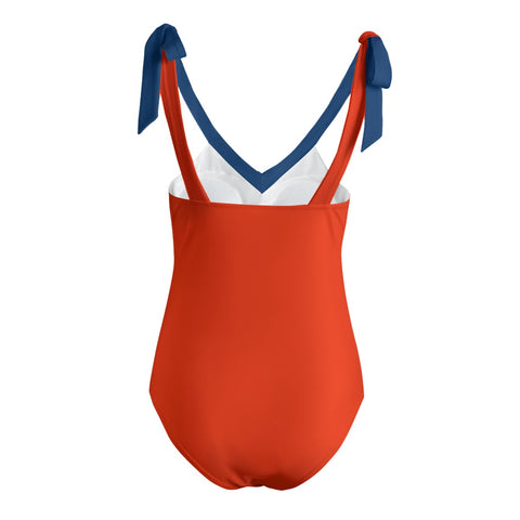 Tennessee Flag Inspired Women's Tie Shoulder Onepiece Swimsuit - Shop Now