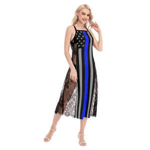 All-Over Print Women's Lace Cami Cross Back Dress