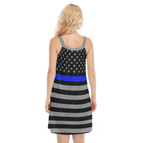 Thin Blue Line Women's Sleeveless Cami Dress - Support with Style