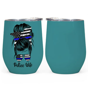 Police Wife Wine Tumbler | Green 12OZ Stainless Steel - Shop Now-Back The Blue Store
