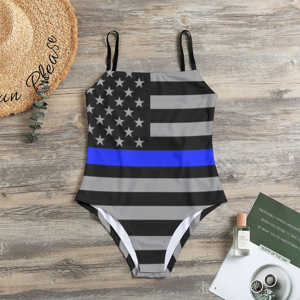 Thin Blue Line Women's Halter Strap Swimsuit - Style & Support United