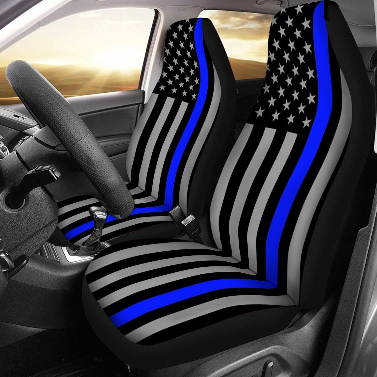 Thin Blue Line Flag Universal Car Seat Covers - Shop Now @ Back The Blue Store