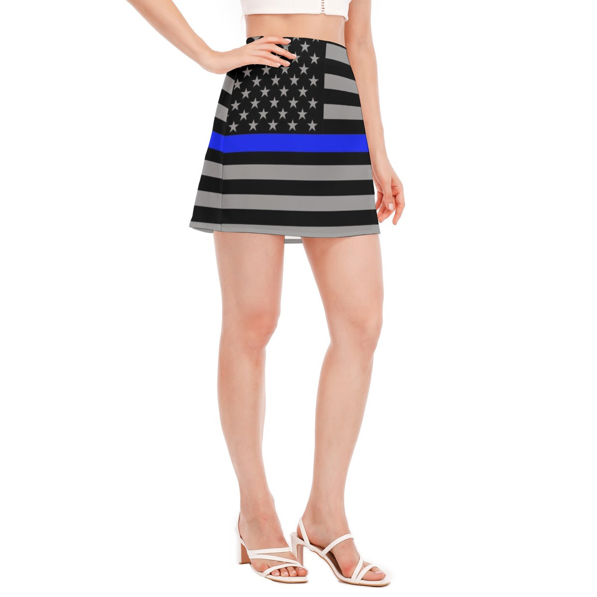 Thin Blue Line Flag Women's Side Split Hip Skirt - Shop Now at Back The Blue Store