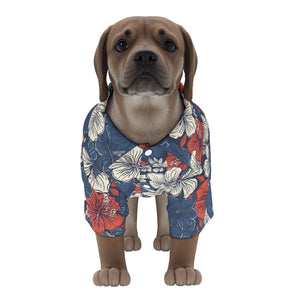 Red, White, and Blue Pet's Hawaiian Shirt – Stylish & Comfortable Pet Apparel