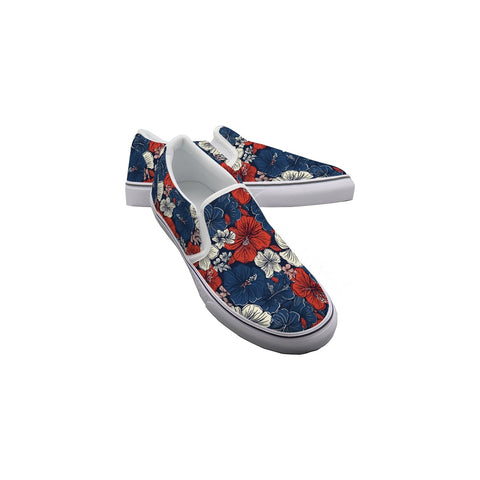 Patriotic Red, White, and Blue Men's Slip-On Sneakers - Shop Now!