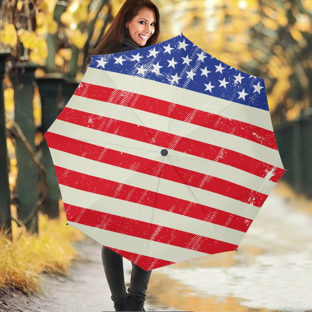 Distressed American Flag Inspired Umbrella - Patriotic Rain Protection | Back The Blue Store