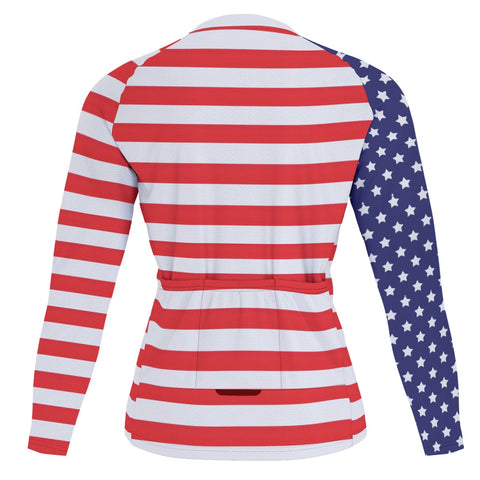 Patriotic American Flag Men's Long Sleeve Cycling Jersey - Shop Now!